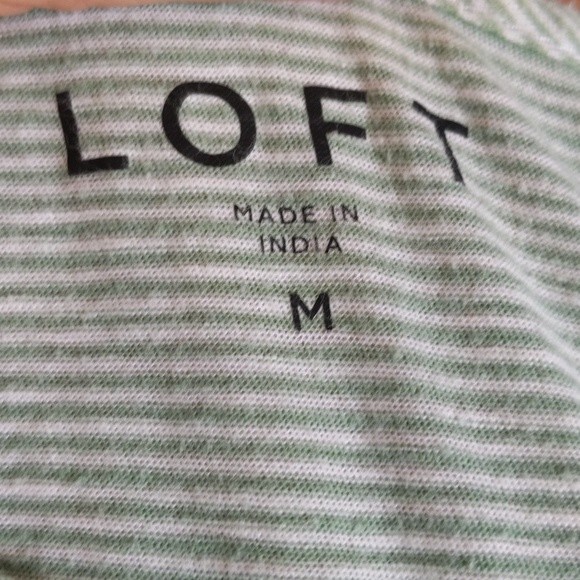 LOFT casual tee t-shirt, green & white stripes, tie short sleeve M - Picture 4 of 6